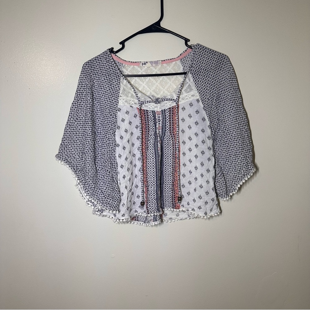 Jolt Navy and White Boho Blouse